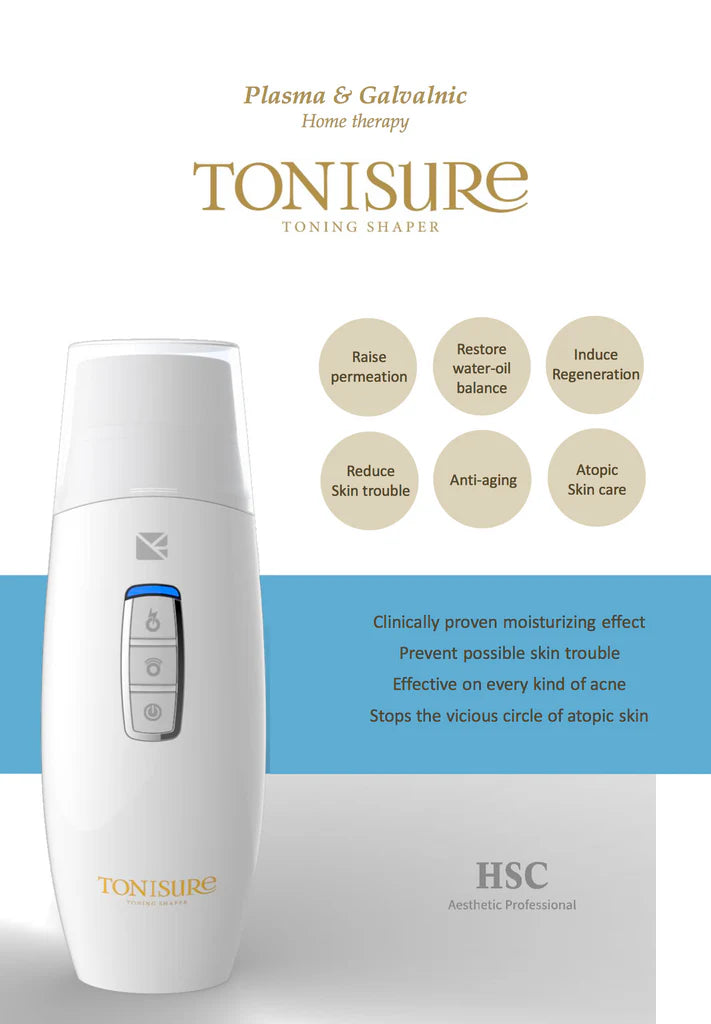 TONISURE toning shaper with features listed on a white background