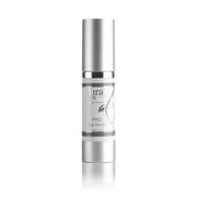 A silver cosmetic bottle of Lura of Paris Pro Lite Serum on a clean white background with a soft reflection below.