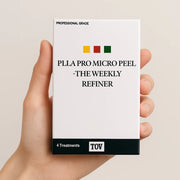 PLLA Pro Micro Peel professional-grade weekly refiner box held in han